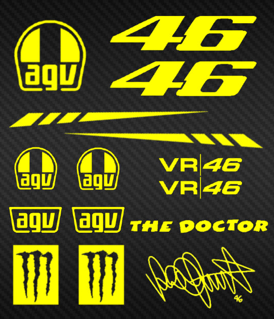 AGV Pista Rossi Project 46 helm stickerset